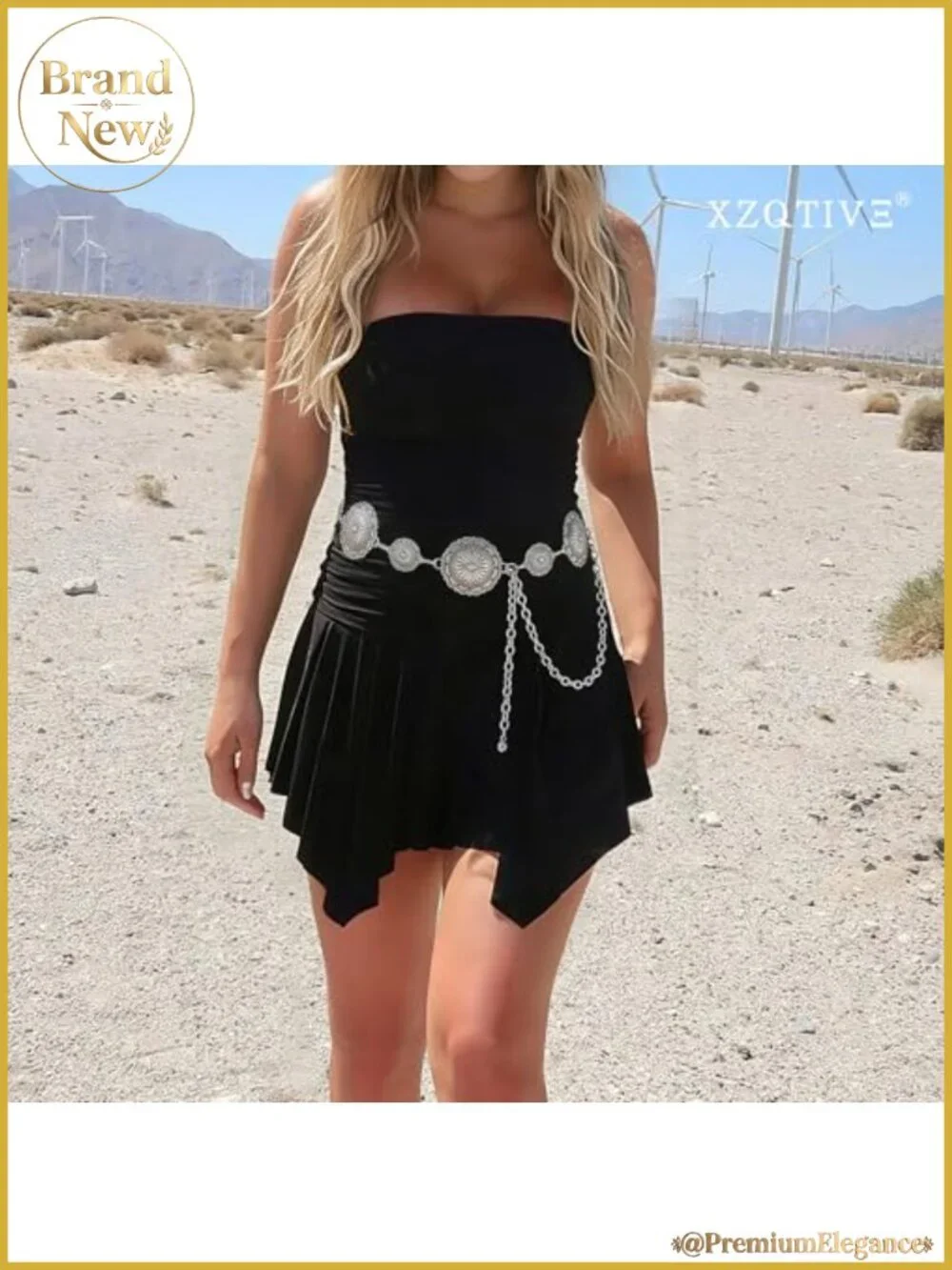 Western Concho Chain Belt Adjustable Metal Waist Belt for Dresses Jeans